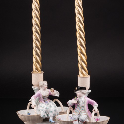 Фарфоровые подсвечники дети с корзинами, Meissen, Германия, кон. 19 в