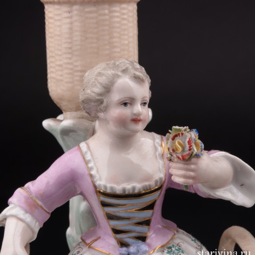 Фарфоровые подсвечники дети с корзинами, Meissen, Германия, кон. 19 в
