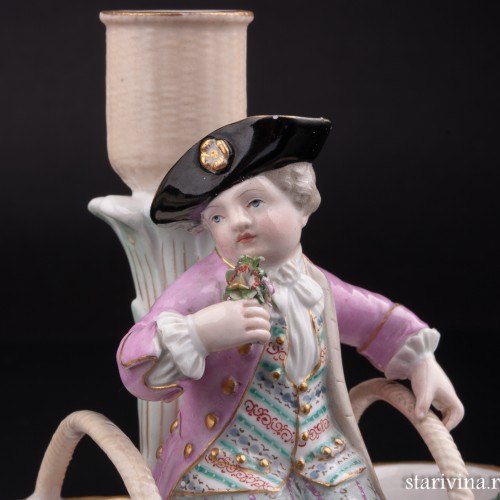 Фарфоровые подсвечники дети с корзинами, Meissen, Германия, кон. 19 в