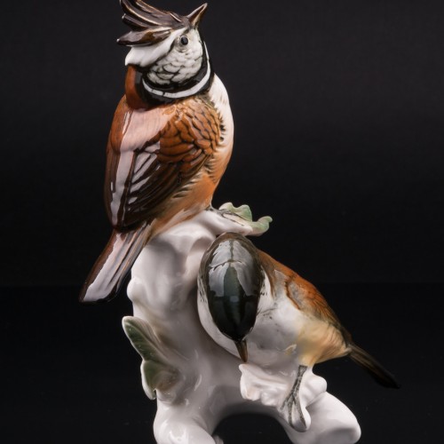 Две хохлатых синицы, Karl Ens, Германия, 1950 гг