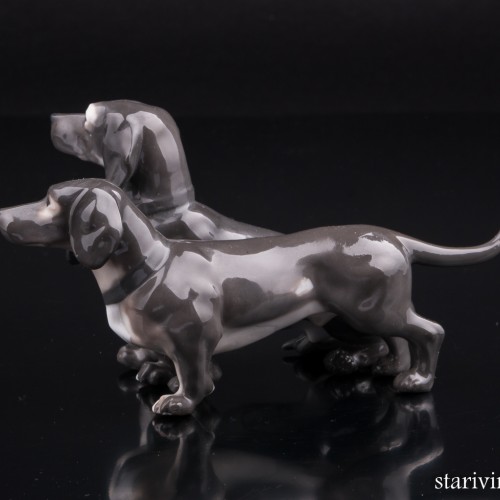 Две таксы, миниатюра, E. A. Muller, Германия, 1890-1927 гг