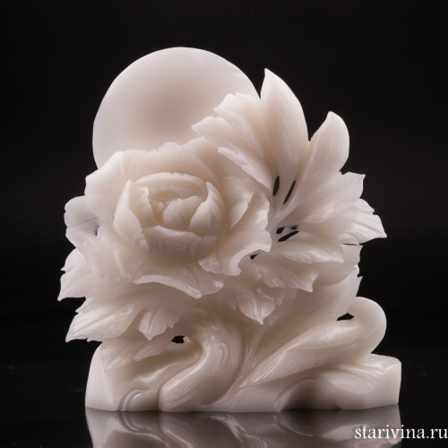 Резной камень Пион и птица, Китай