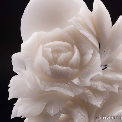 Резной камень Пион и птица, Китай