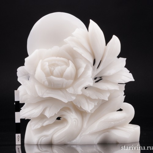 Резной камень Пион и птица, Китай