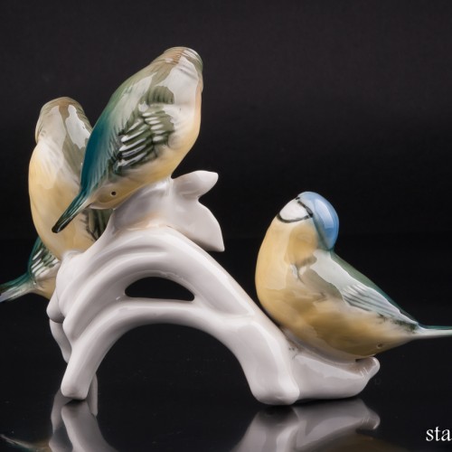 Четыре лазоревки на ветке, Karl Ens, Германия, сер. 20 в