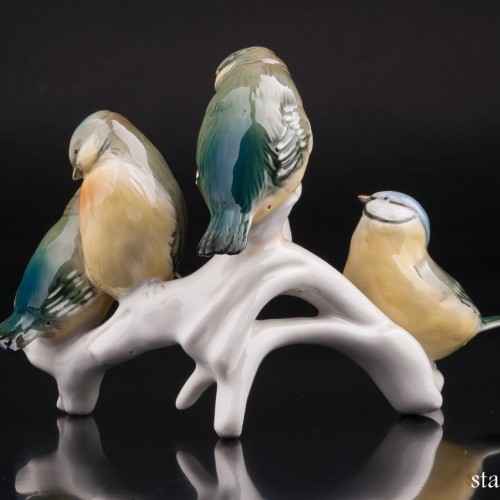 Четыре лазоревки на ветке, Karl Ens, Германия, сер. 20 в