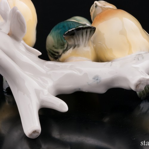 Четыре лазоревки на ветке, Karl Ens, Германия, сер. 20 в