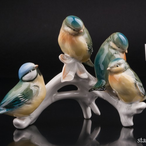 Четыре лазоревки на ветке, Karl Ens, Германия, сер. 20 в