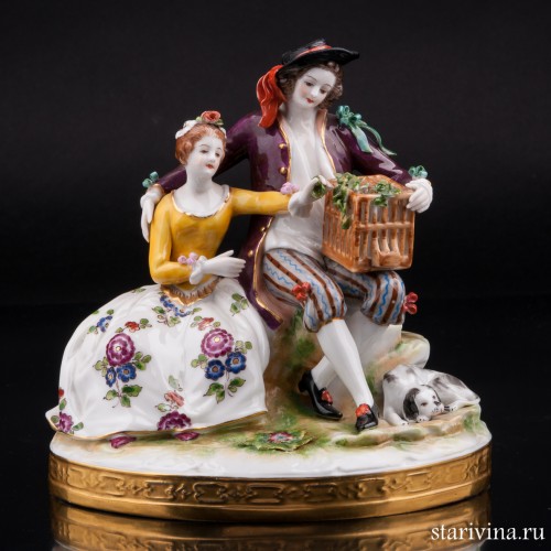 Пара с птичьей клеткой, Volkstedt, Германия, до 1935 г