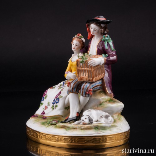 Пара с птичьей клеткой, Volkstedt, Германия, до 1935 г