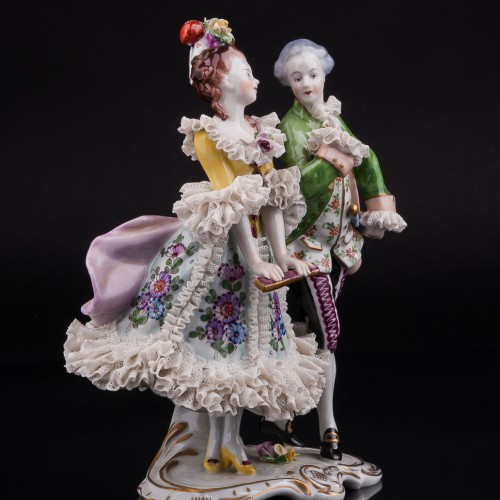 Пара с веером, кружевная, Volkstedt, Германия, вт. пол. 20 в