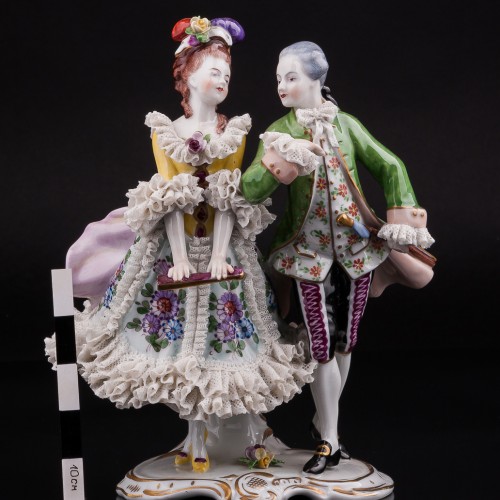 Пара с веером, кружевная, Volkstedt, Германия, вт. пол. 20 в