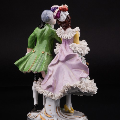 Пара с веером, кружевная, Volkstedt, Германия, вт. пол. 20 в