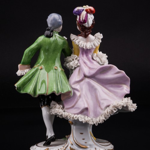 Пара с веером, кружевная, Volkstedt, Германия, вт. пол. 20 в