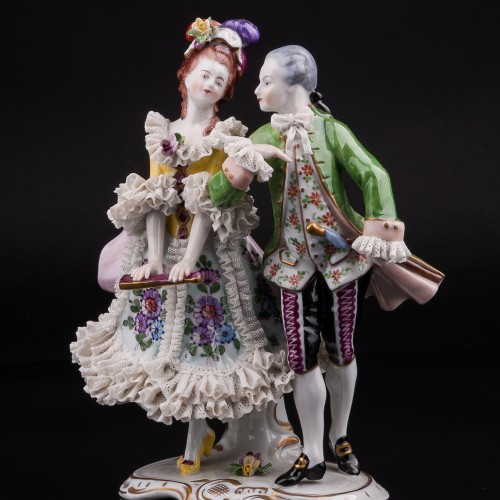 Пара с веером, кружевная, Volkstedt, Германия, вт. пол. 20 в