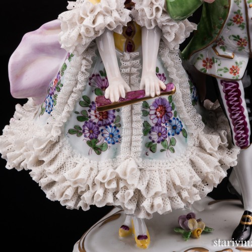 Пара с веером, кружевная, Volkstedt, Германия, вт. пол. 20 в