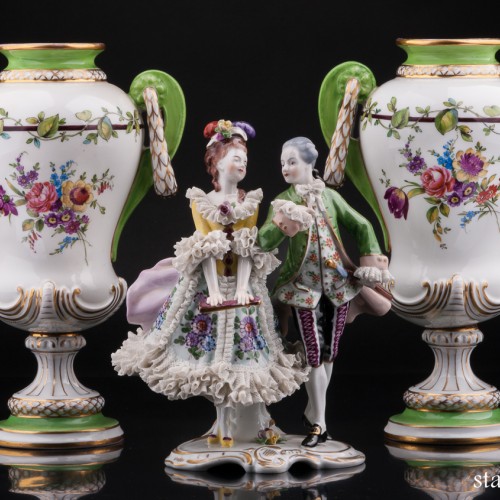 Две вазы, ручная роспись, Carl Thieme, Германия, нач. 20 в