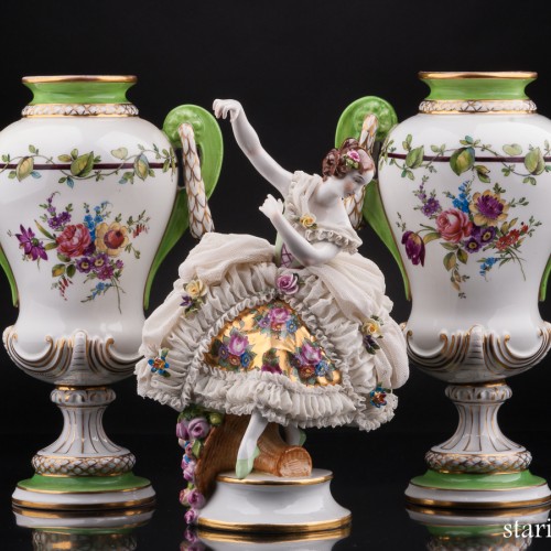 Две вазы, ручная роспись, Carl Thieme, Германия, нач. 20 в