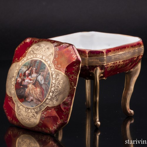 Шкатулка на высоких ножках Вечерний романс, Германия, нач. 20 в