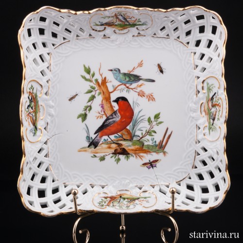 Фарфоровое блюдо "Птицы", Meissen, Германия, кон. 19 в