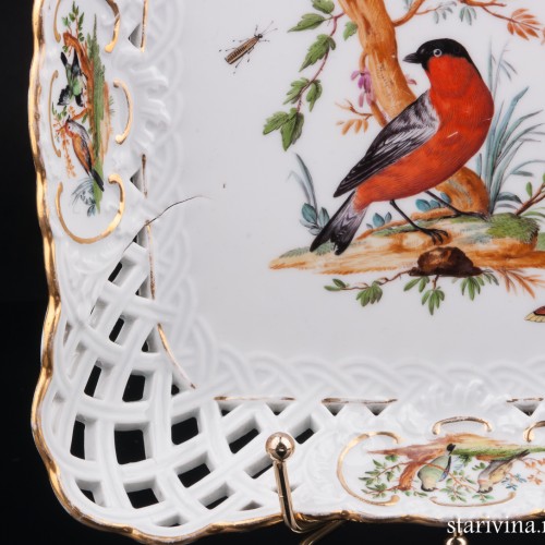 Фарфоровое блюдо "Птицы", Meissen, Германия, кон. 19 в