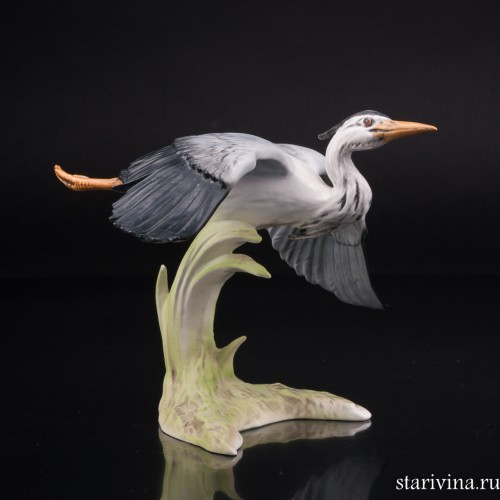 Серая цапля в полете, Goebel, Германия, до 1990 г