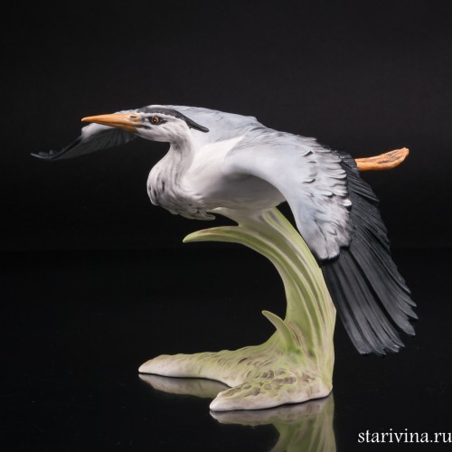 Серая цапля в полете, Goebel, Германия, до 1990 г