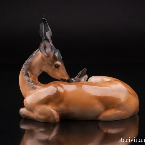 Фарфоровая статуэтка Олениха с олененком, Eschenbach, Германия, 1930-50 гг.