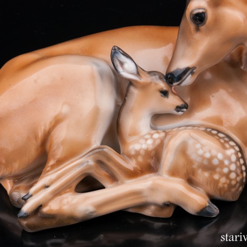 Фарфоровая статуэтка Олениха с олененком, Eschenbach, Германия, 1930-50 гг.