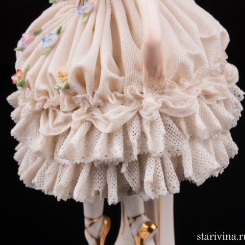 Балерина в белом платье, кружевная, Rudolf Kammer, Германия, 1940-50 гг