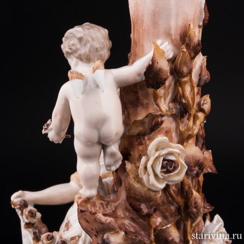 Подсвечник, девушка и Амур собирают розы, Германия, 19 в