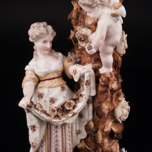 Подсвечник, девушка и Амур собирают розы, Германия, 19 в