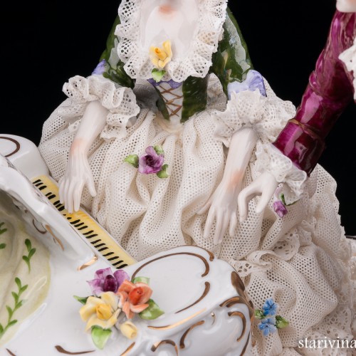 Группа у рояля, кружевная, Дрезден, Германия, сер. 20 в