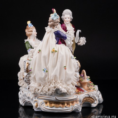 Группа у рояля, кружевная, Дрезден, Германия, сер. 20 в