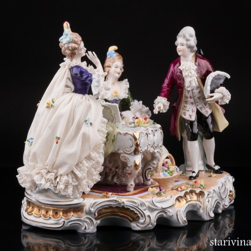 Группа у рояля, кружевная, Дрезден, Германия, сер. 20 в