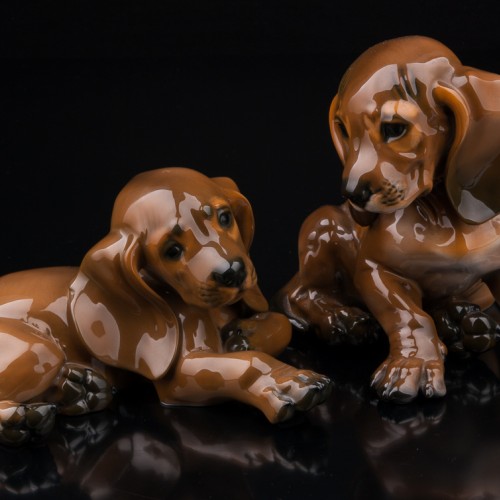 Лежащий щенок таксы, Rosenthal, Германия, 1960 гг