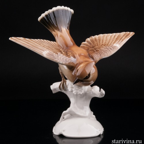 Статуэтка птицы из фарфора Свиристель, Hutschenreuther, Германия, 1955-68 гг.
