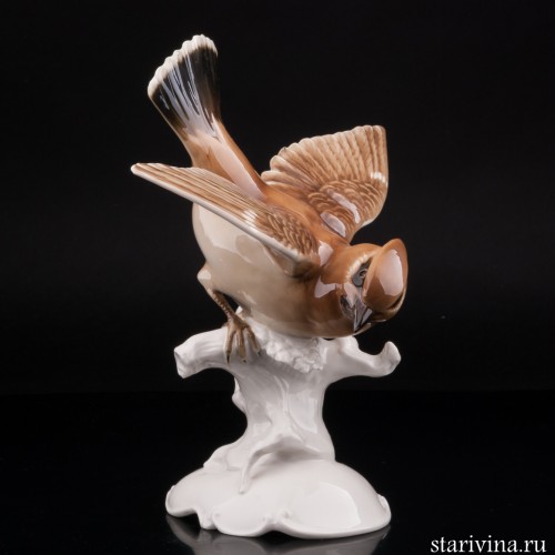 Статуэтка птицы из фарфора Свиристель, Hutschenreuther, Германия, 1955-68 гг.