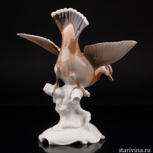Статуэтка птицы из фарфора Свиристель, Hutschenreuther, Германия, 1955-68 гг.