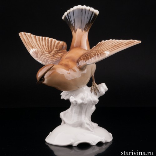 Статуэтка птицы из фарфора Свиристель, Hutschenreuther, Германия, 1955-68 гг.