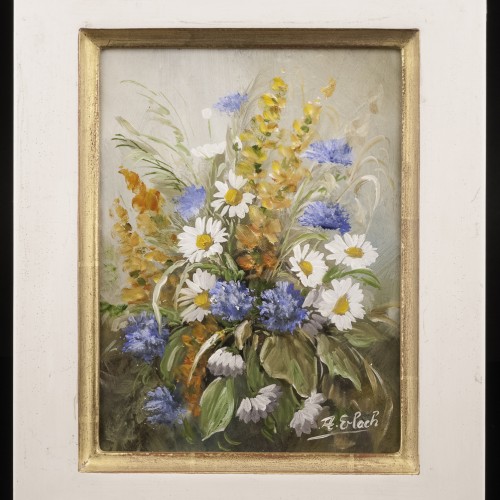 Букет с ромашками и васильками, натюрморт, вт. пол. 20 в