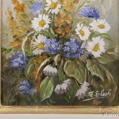 Букет с ромашками и васильками, натюрморт, вт. пол. 20 в