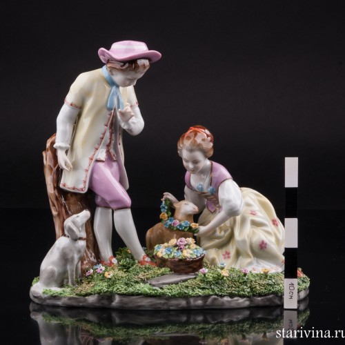 Пара с собачкой и овечкой, Unterweissbach, Германия, 1960 гг