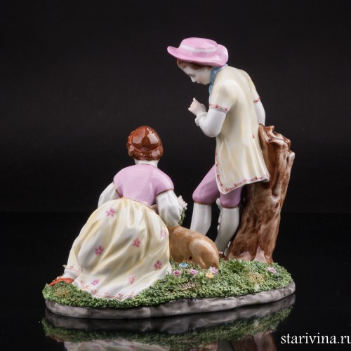 Пара с собачкой и овечкой, Unterweissbach, Германия, 1960 гг