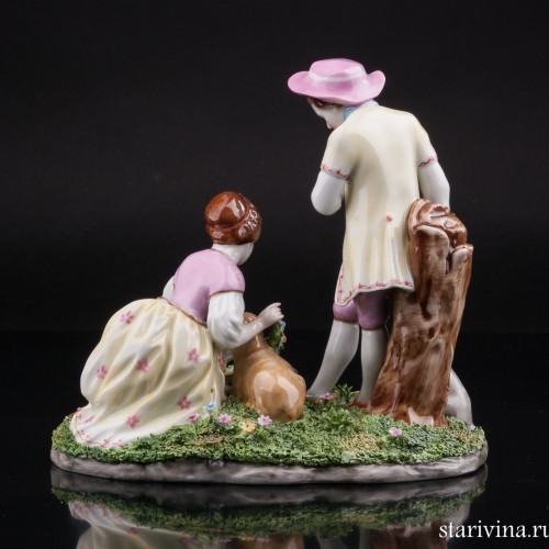 Пара с собачкой и овечкой, Unterweissbach, Германия, 1960 гг