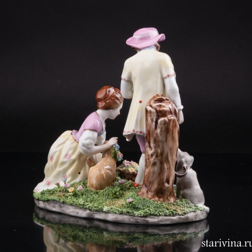 Пара с собачкой и овечкой, Unterweissbach, Германия, 1960 гг