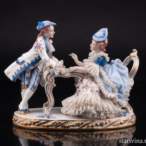 Вечерний пасьянс, пара, кружевная, Sitzendorf, Германия