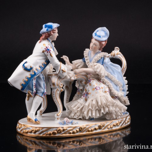 Вечерний пасьянс, пара, кружевная, Sitzendorf, Германия