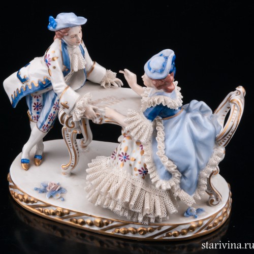 Вечерний пасьянс, пара, кружевная, Sitzendorf, Германия