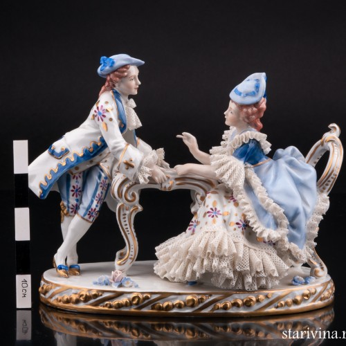 Вечерний пасьянс, пара, кружевная, Sitzendorf, Германия